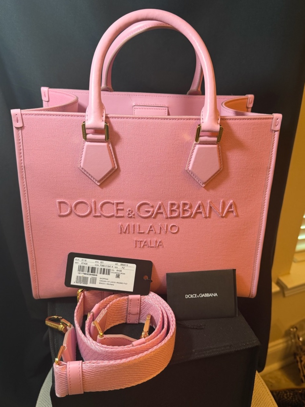 Dolce & Gabbana Pink Milano Embossed Tote in Saks 5th Ave Dustbag.